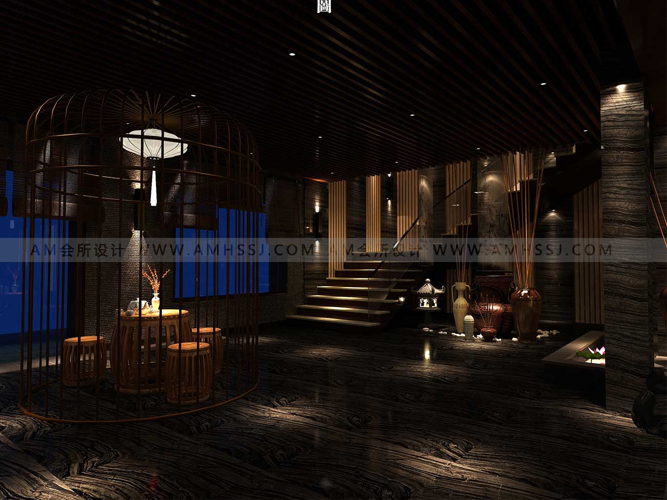 AM DESIGN | Hall design of golden scale SPA Spa