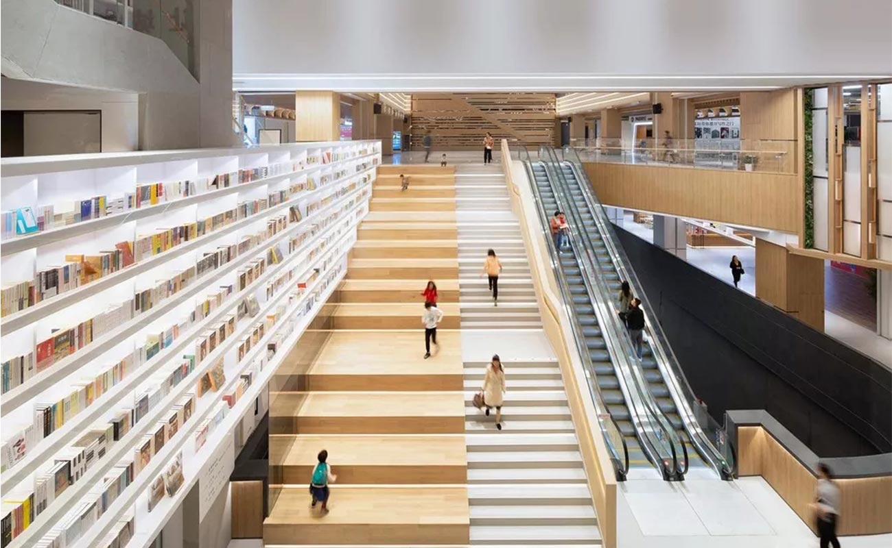 Longhua library stairs & reading rest area design