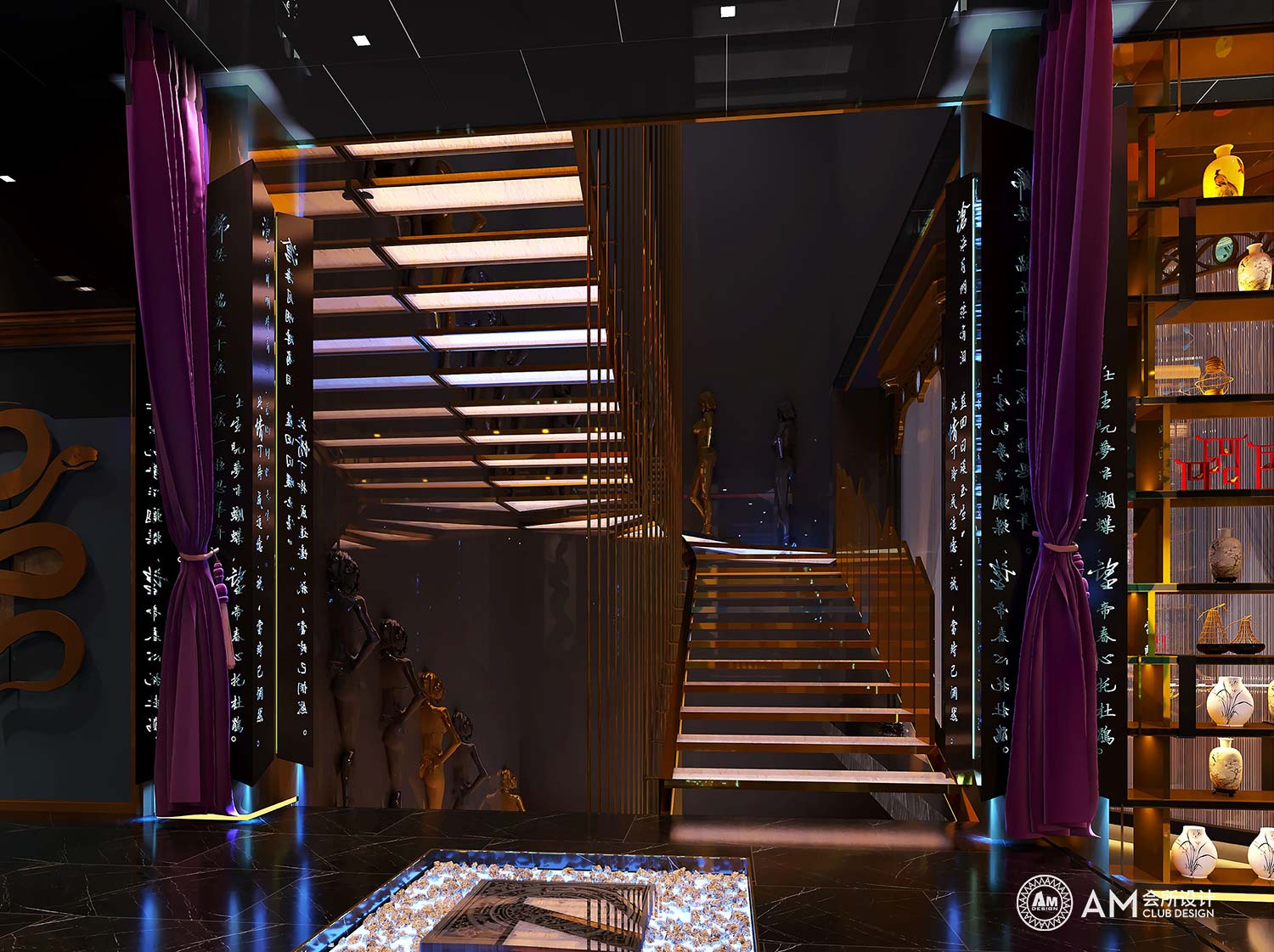 AM设计 | 百子湾顶级SPA会所楼梯间设计
